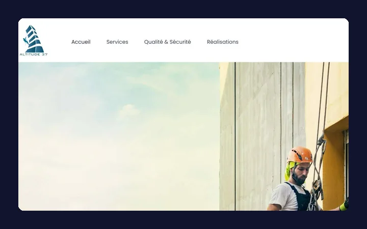 Page d’accueil du site créé pour cordiste, accès difficile à Tours (37)