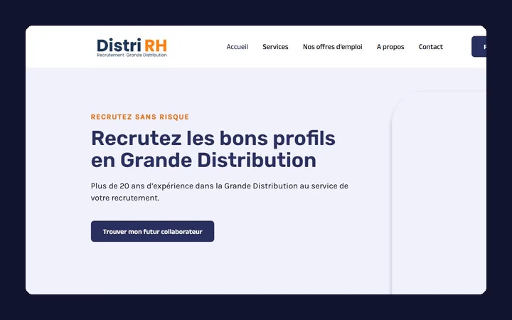 Page d’accueil du site créé pour recrutement, distribution à Castelnaud-la-Chapelle (24)