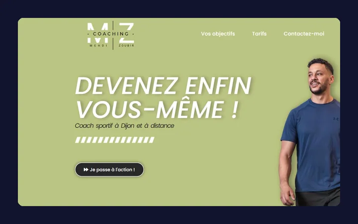Page d’accueil du site créé pour coach sportif à Dijon (21)