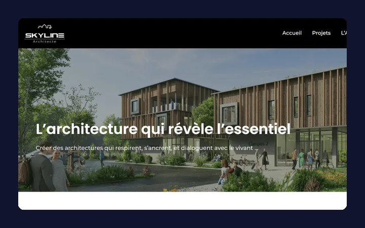 Page d’accueil du site créé pour architecte à Bruz (35)